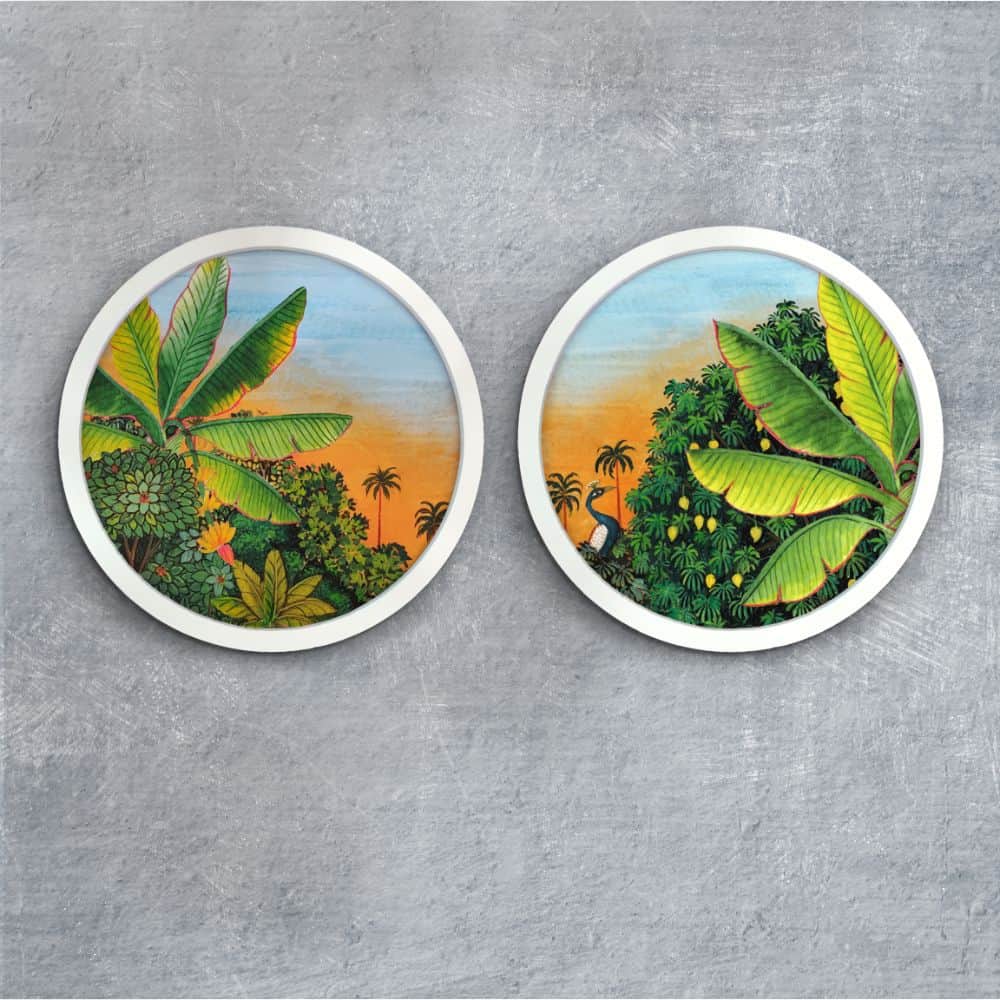 Bageecha - Pichwai-style Framed Wall Art (Set of 2)
