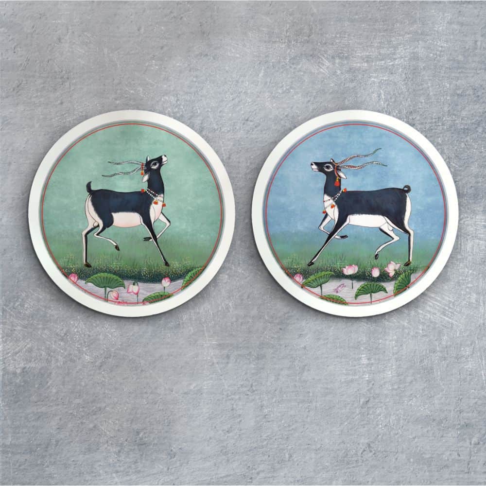 Hiran - Pichwai-style Framed Wall Art (Set of 2)