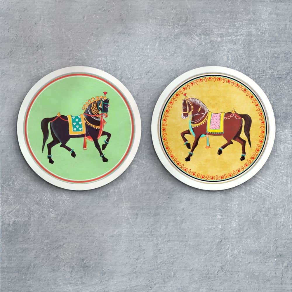 Ghoda - Pichwai-style Framed Wall Art (Set of 2)
