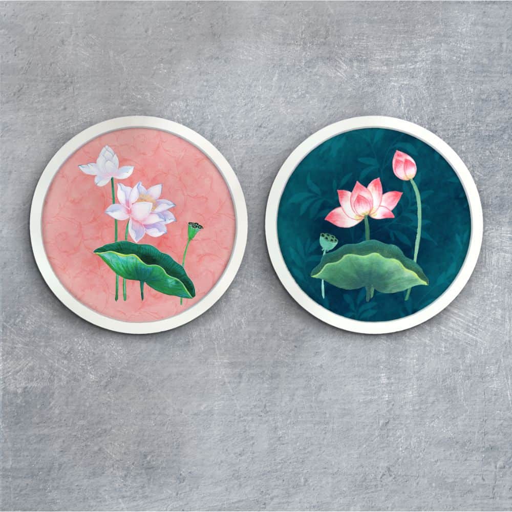 Kamal - Pichwai-style Framed Wall Art (Set of 2)