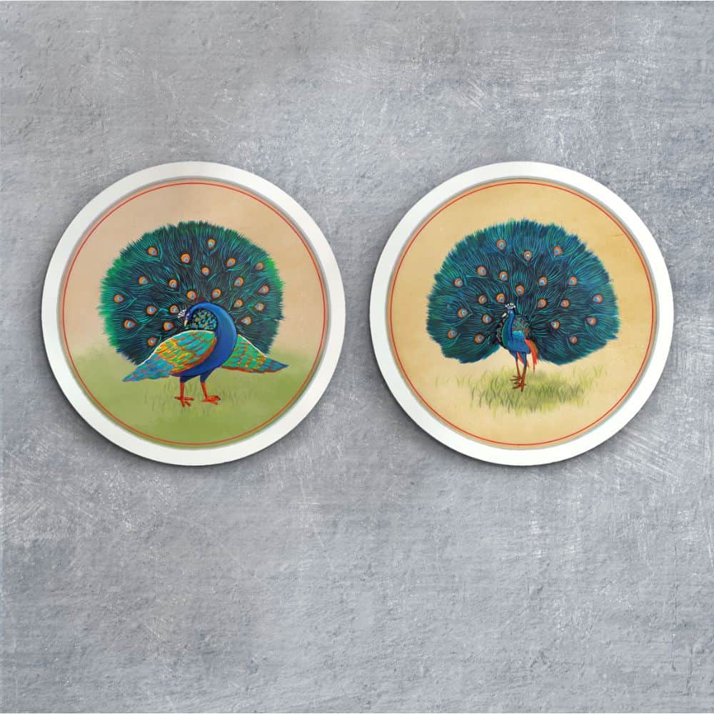 Mor - Pichwai-style Framed Wall Art (Set of 2)