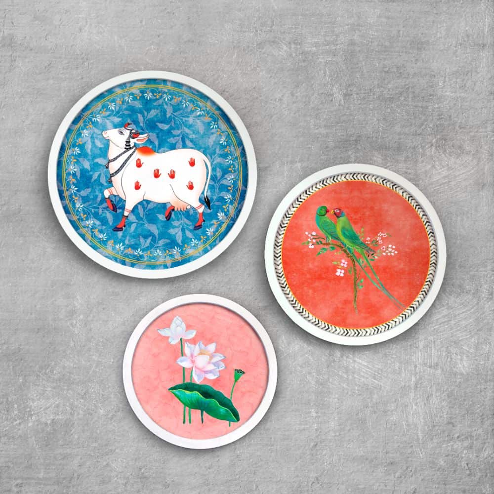 Pichwai-style Framed Wall Art (Set of 3)
