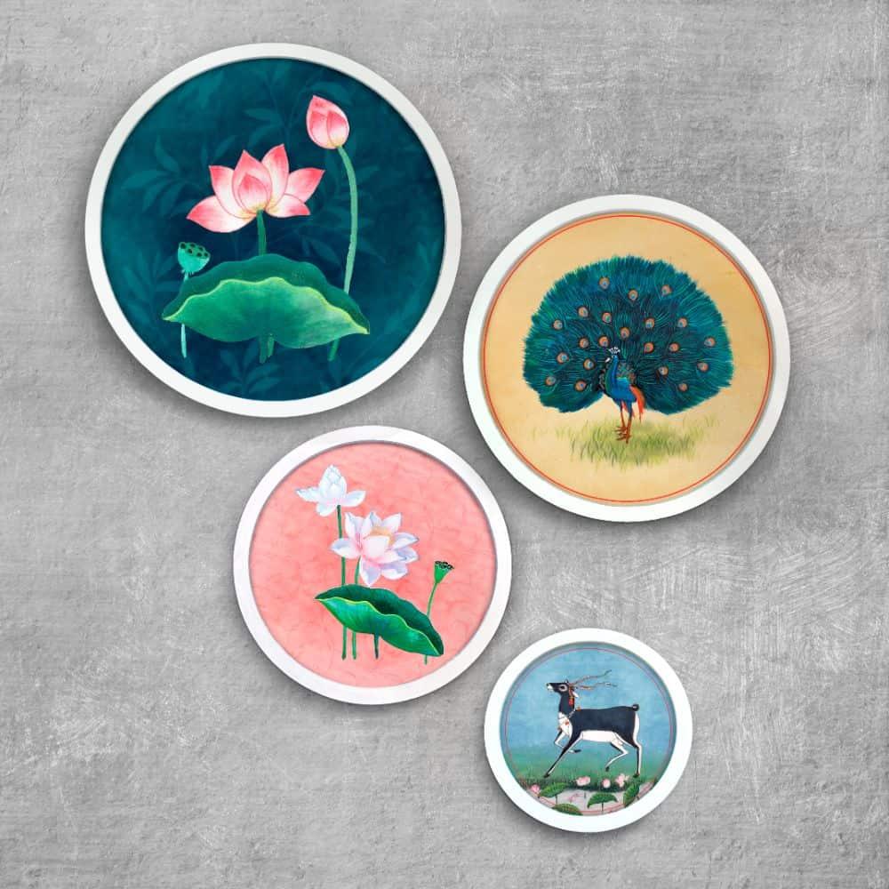 Pichwai-style Framed Wall Art (Set of 4)