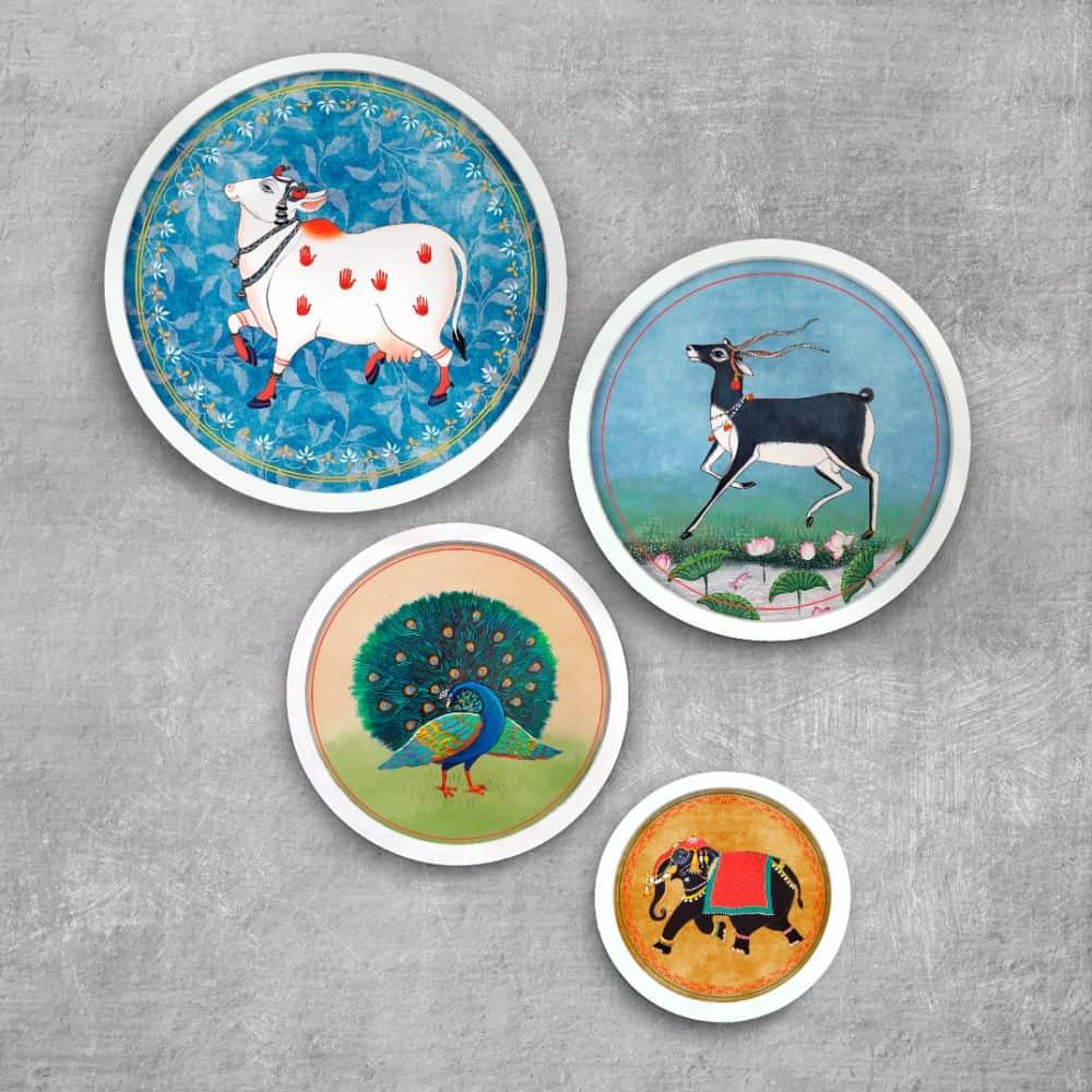 Pichwai-style Framed Wall Art (Set of 4)