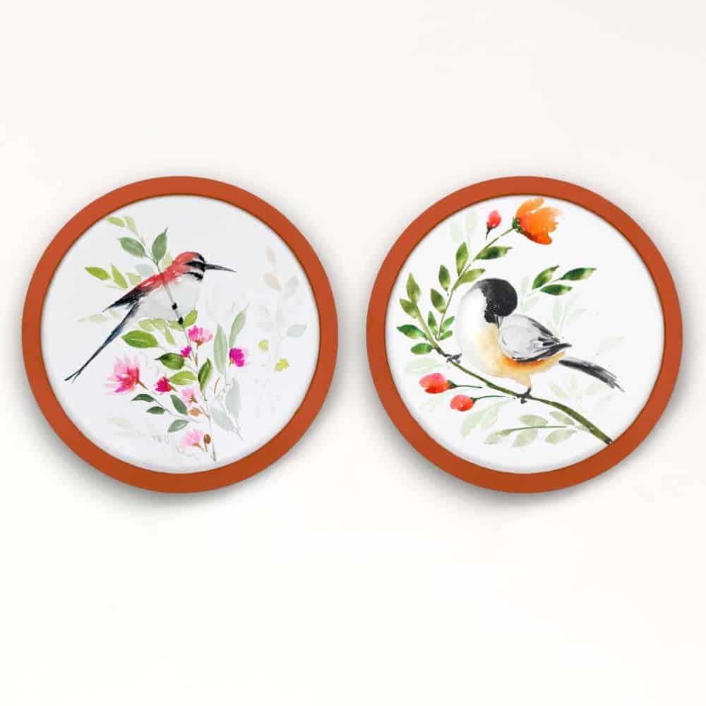 Hand-painted Wall Art - Birds - Set of 2 (Style 1)