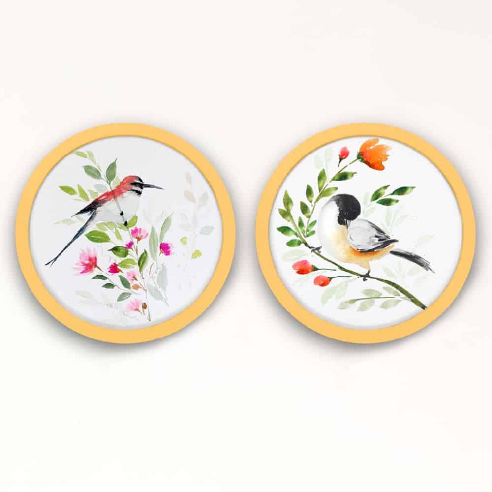 Hand-painted Wall Art - Birds - Set of 2 (Style 1)
