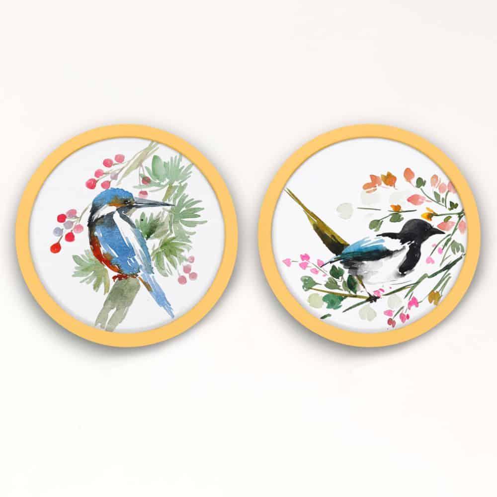Hand-painted Wall Art - Birds - Set of 2 (Style 2)