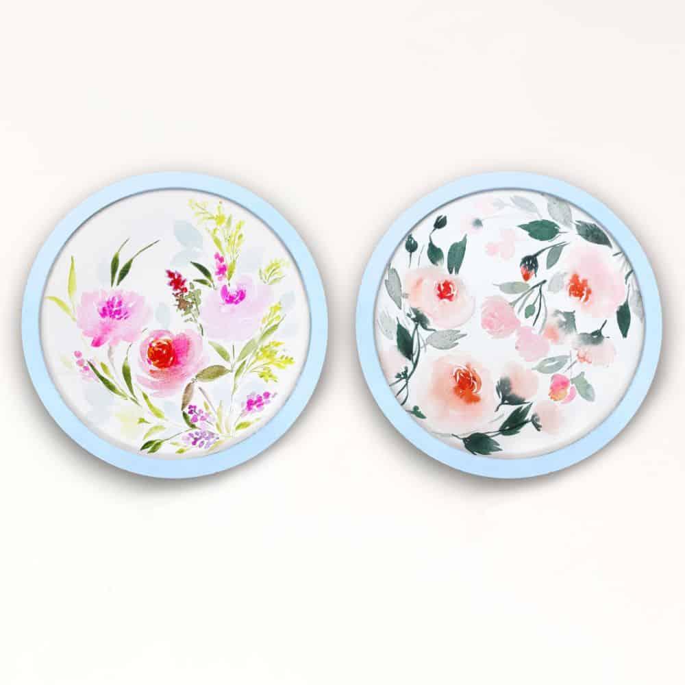 ⁠Hand-painted Wall Art - Flowers - Set of 2 (Style 1)