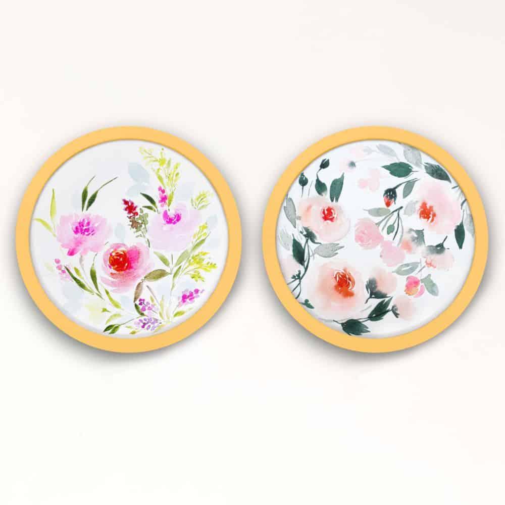 ⁠Hand-painted Wall Art - Flowers - Set of 2 (Style 1)