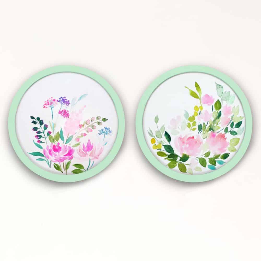 Hand-painted Wall Art - Flowers - Set of 2 (Style 2)