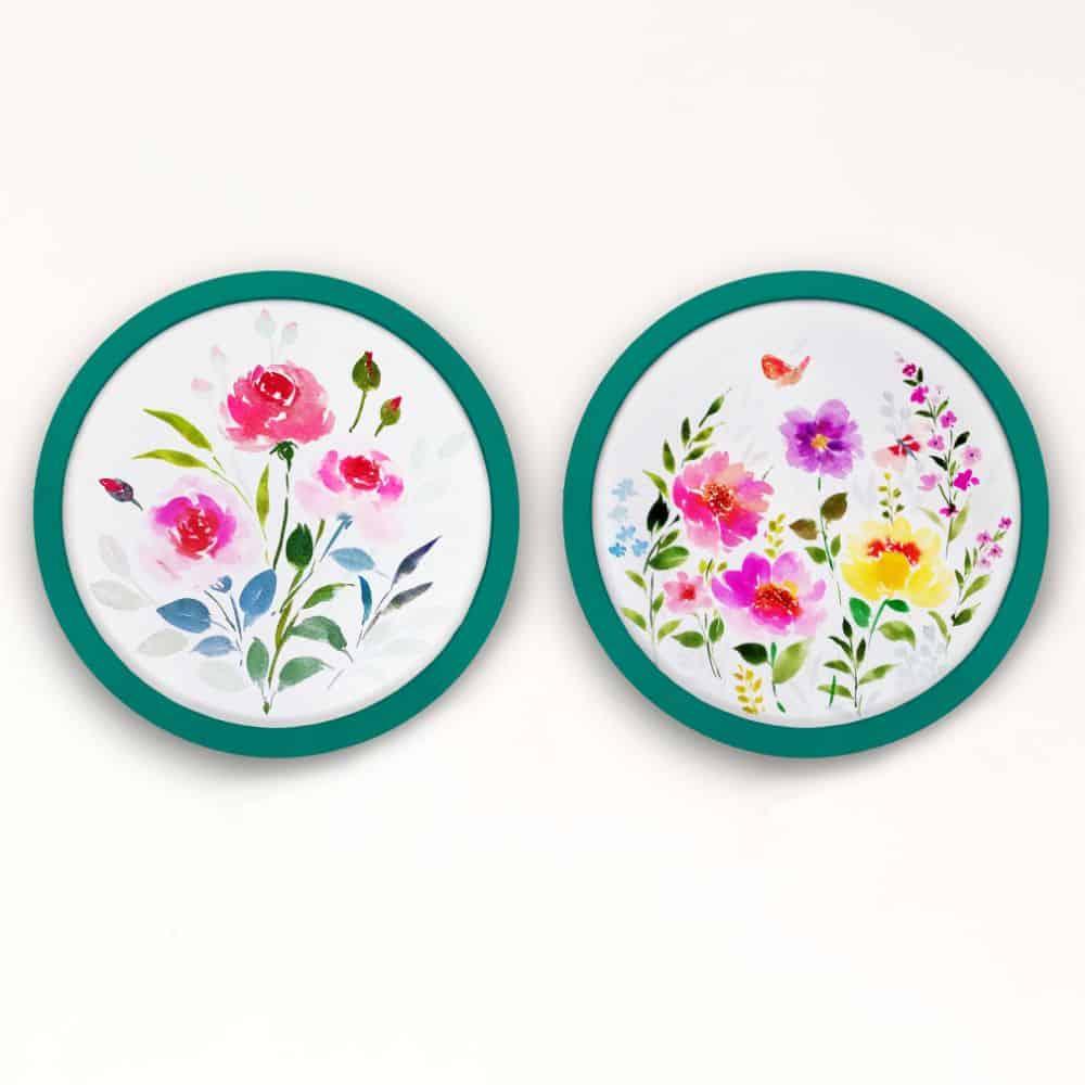 Hand-painted Wall Art - Flowers - Set of 2 (Style 3)