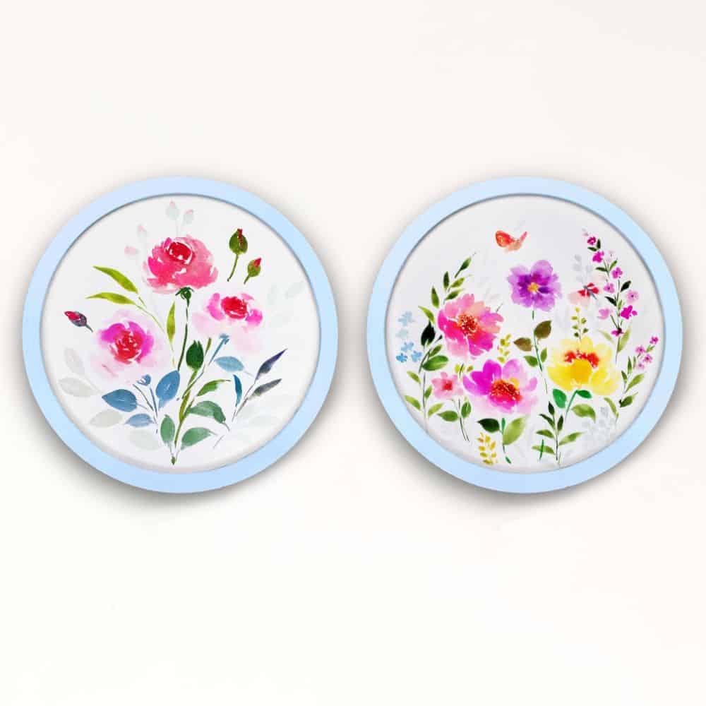 Hand-painted Wall Art - Flowers - Set of 2 (Style 3)