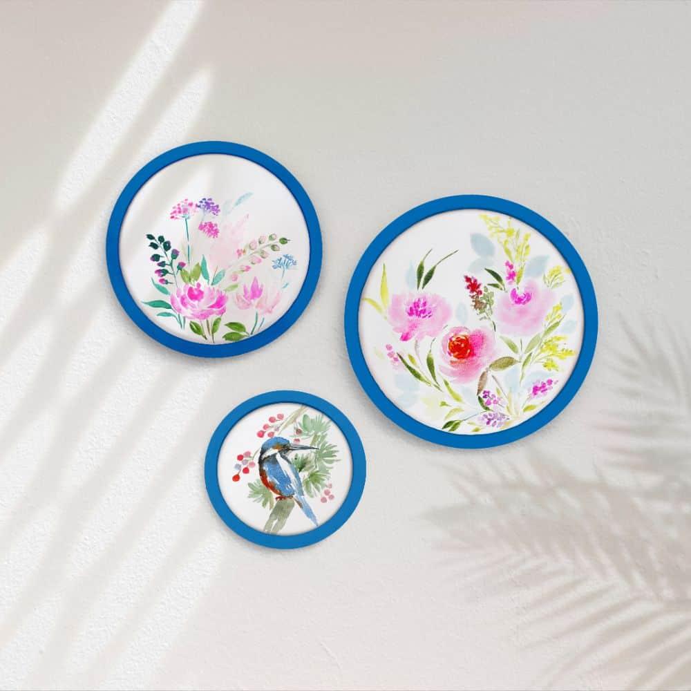 Hand-painted Wall Art - Flowers & Birds - Set of 3 (Style 1)