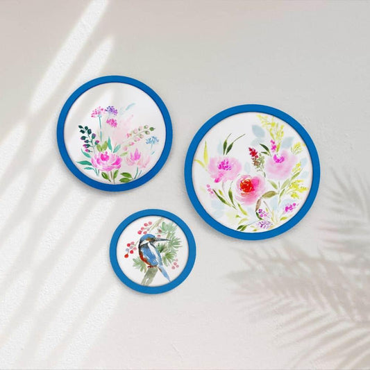 Hand-painted Wall Art - Flowers & Birds - Set of 3 (Style 1)