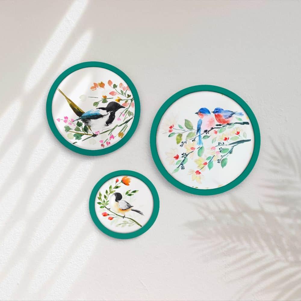 Hand-painted Wall Art - Birds - Set of 3