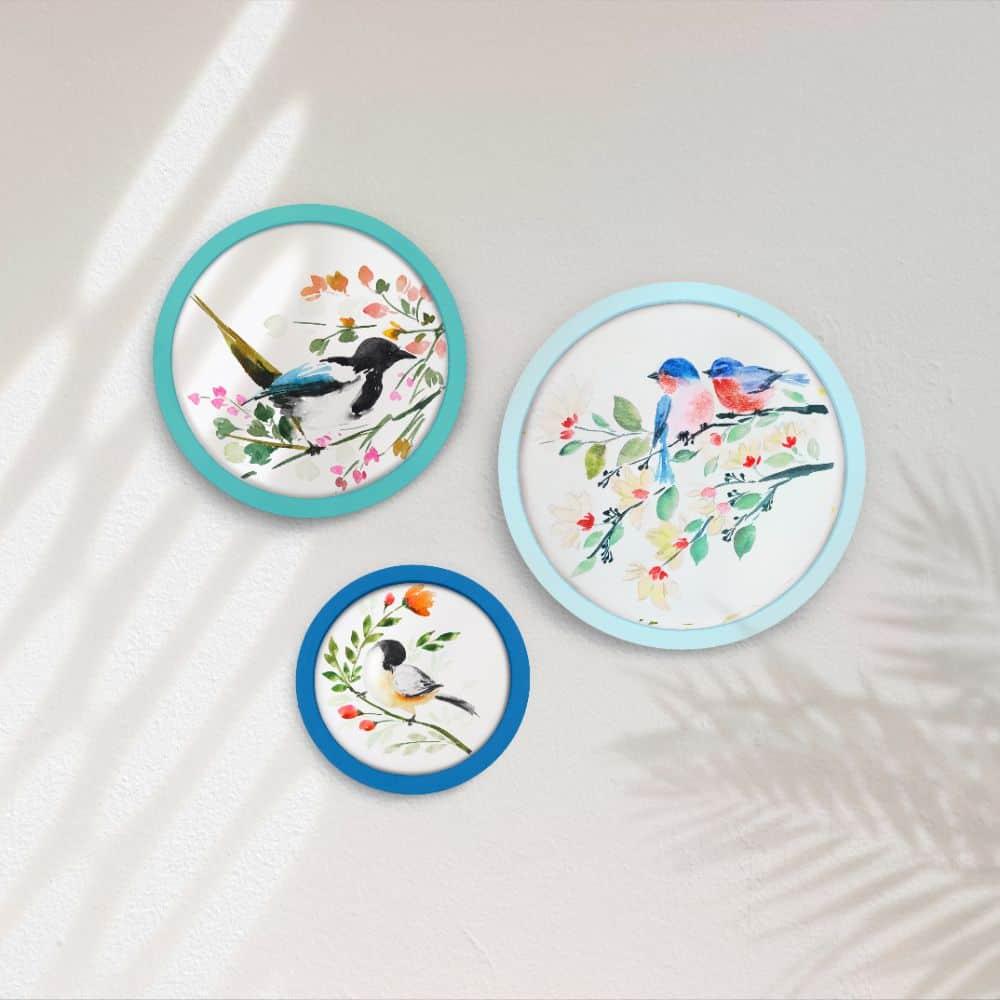 Hand-painted Wall Art - Birds - Set of 3