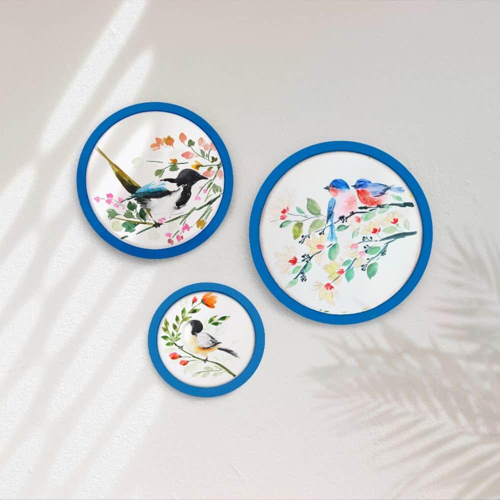Hand-painted Wall Art - Birds - Set of 3