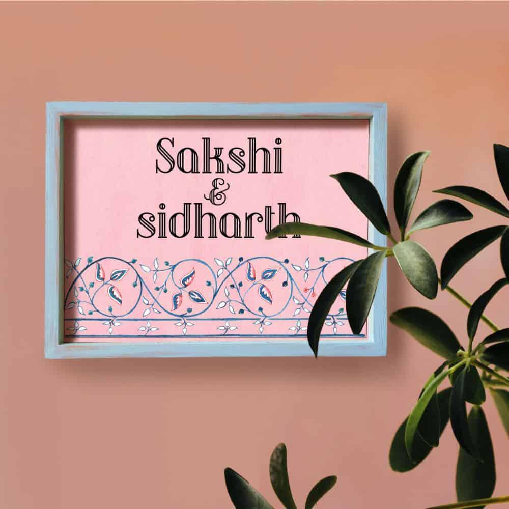 Veli - Handcrafted Framed Nameplate - Blue