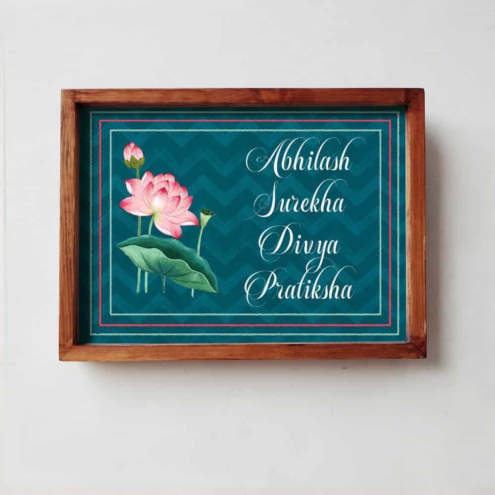 Lotus - Handcrafted Framed Nameplate