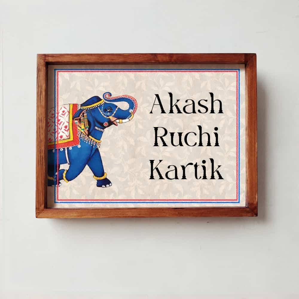 GajRaj - Handcrafted Framed Nameplate