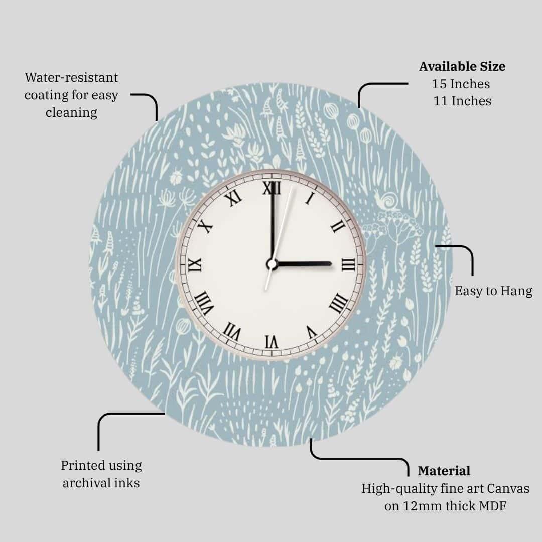 Garden Hour – Teal Sketch Wall Clock