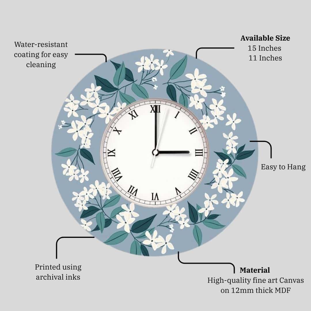 Cloudtime Bloom – Azure Floral Clock