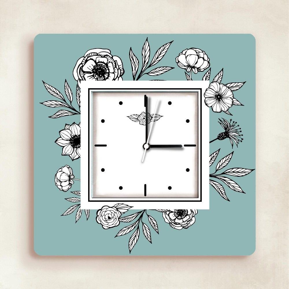 Teal Tranquility – Botanical Time Sketch Clock