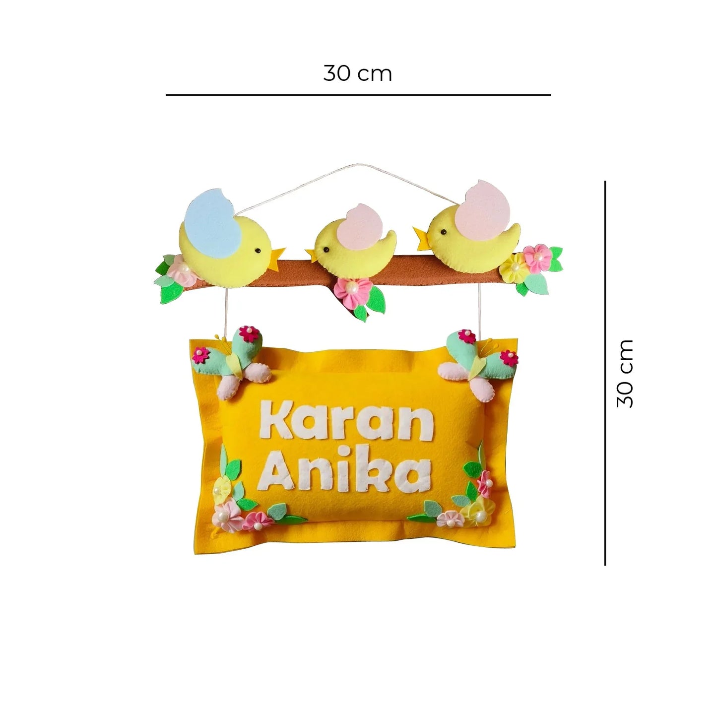 Bird Family - Felt Pillow Name Plate for Siblings