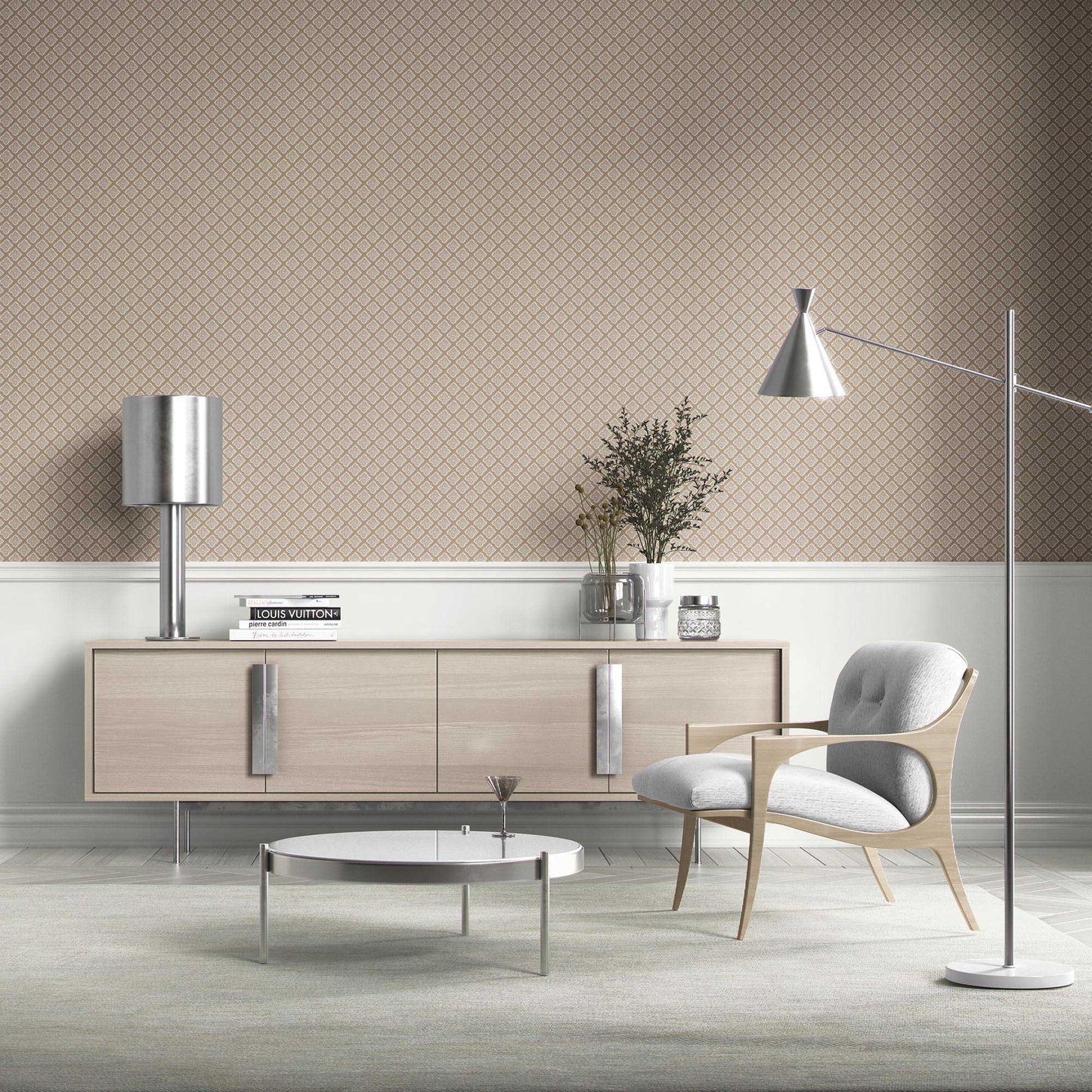 Petal Trellis Wallpaper - Sand Taupe