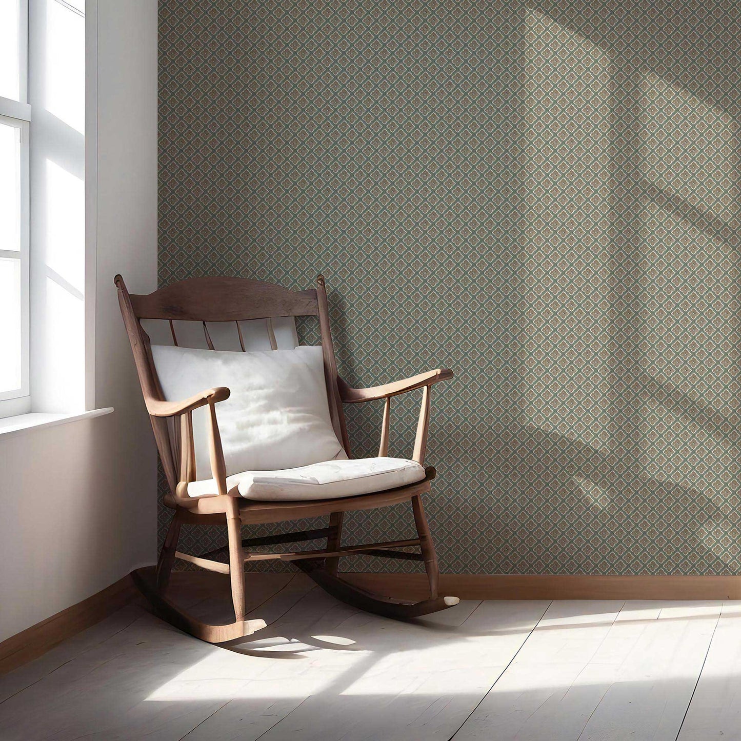 Petal Trellis Wallpaper - Sage Taupe