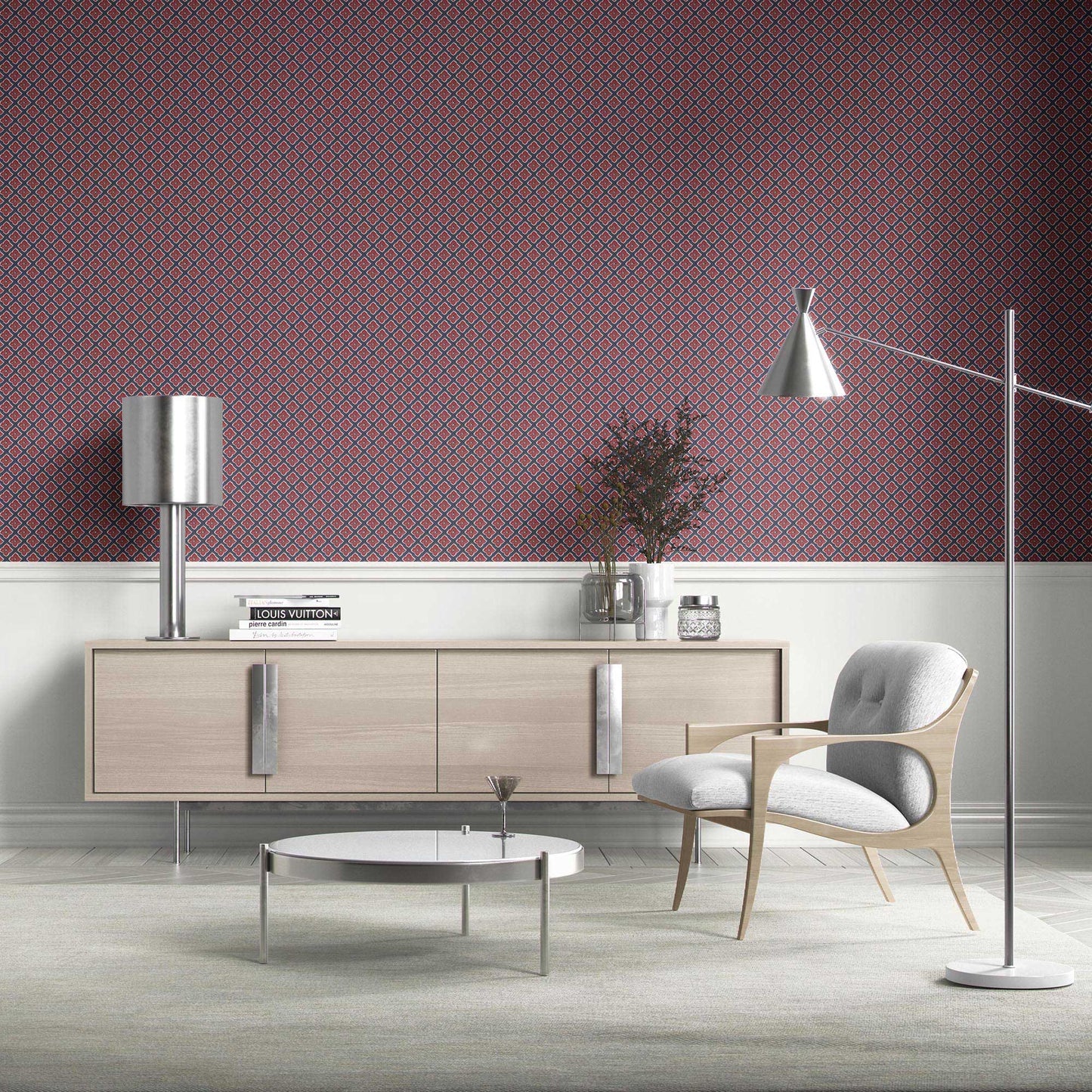 Petal Trellis Wallpaper - Indigo Rose