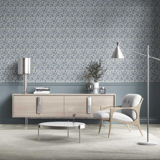 Buti Cascade Wallpaper - Powder Blue