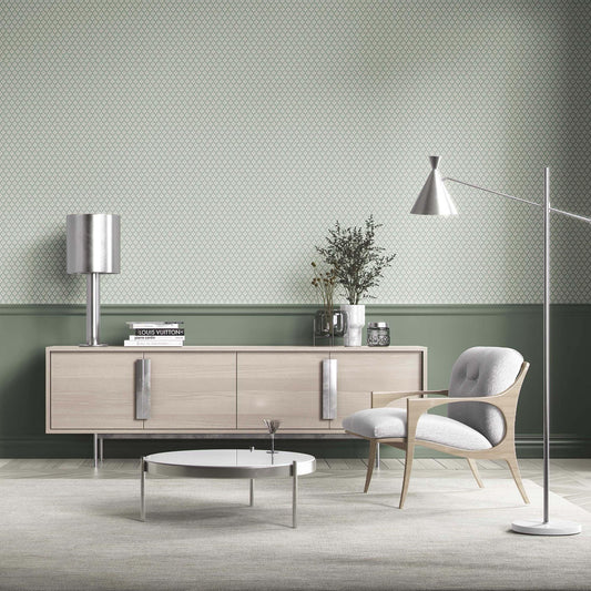 Trellis Bloom Wallpaper - Moss Grey