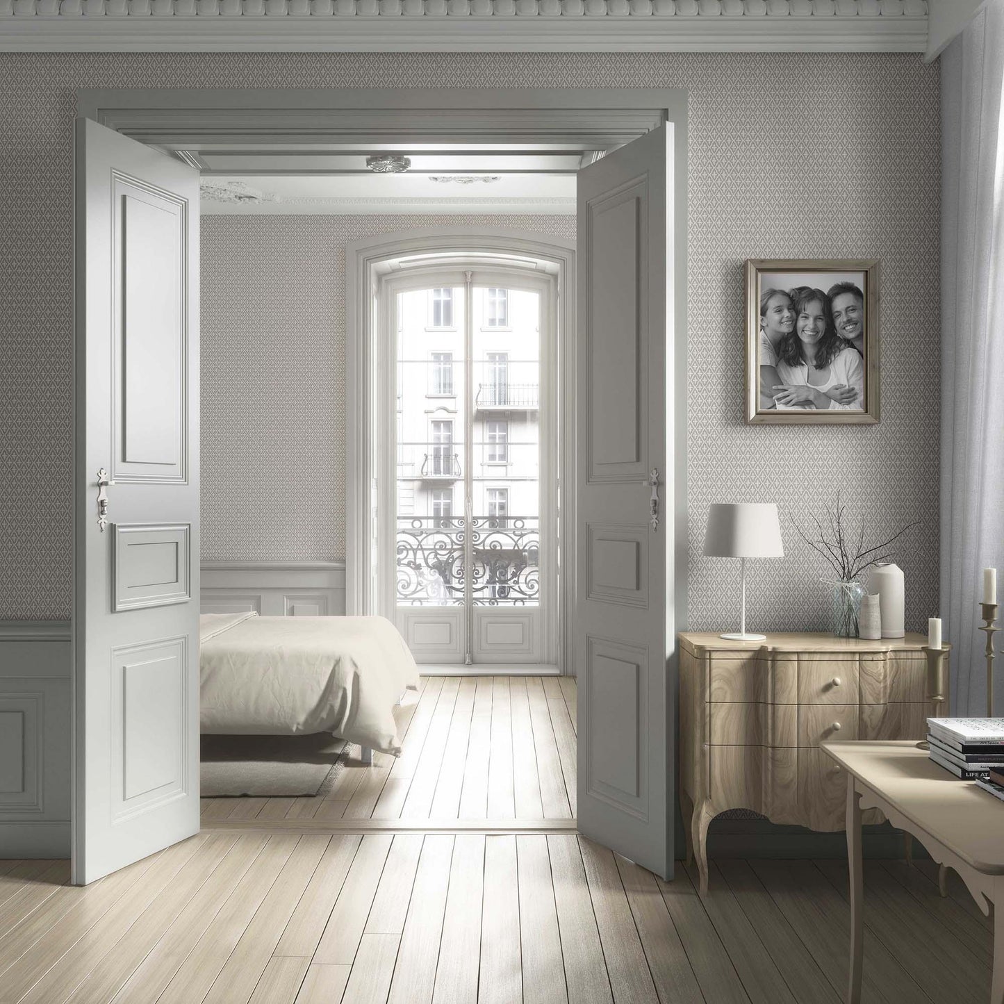 Mughal Grid Wallpaper - Pebble Dusk