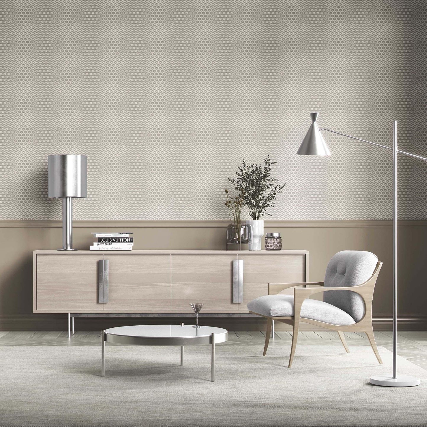 Mughal Grid Wallpaper - Pebble Dusk