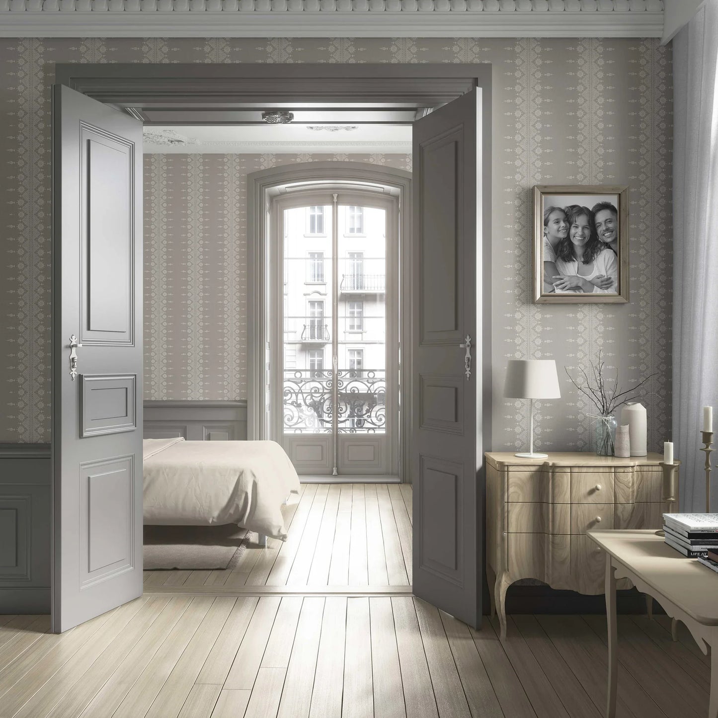 Zari Lineage Wallpaper - Misty Taupe
