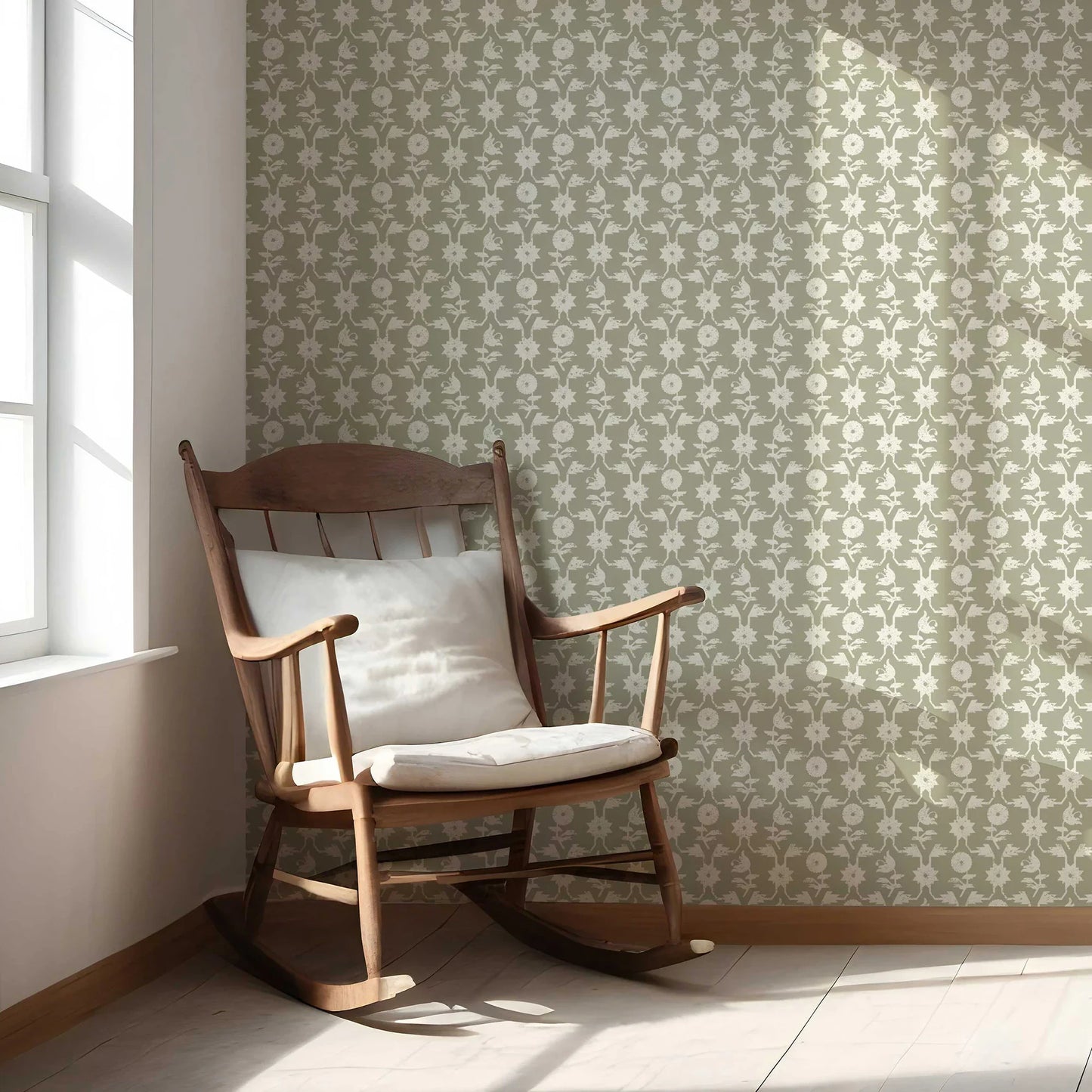 Wild Bloom Wallpaper - Olive Thicket