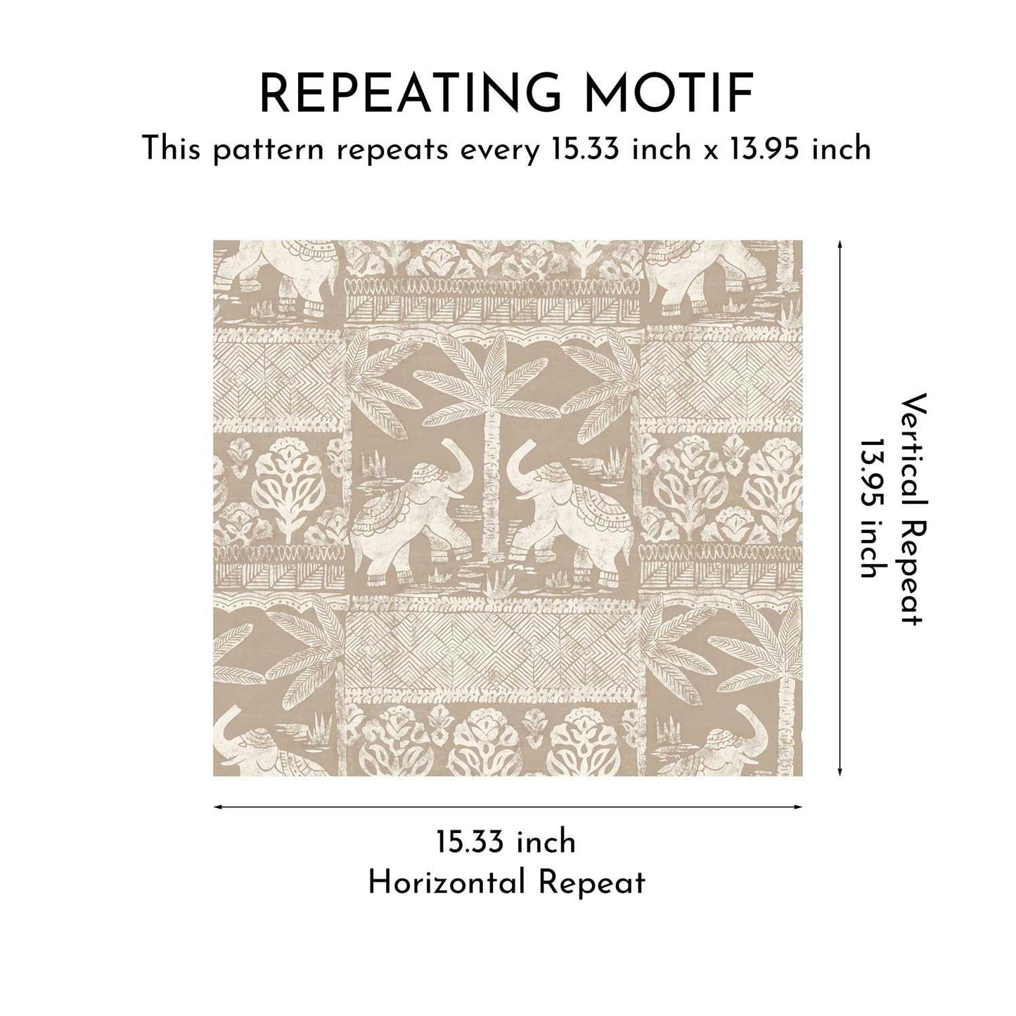 Elephant Grove Wallpaper - Clay Truffle