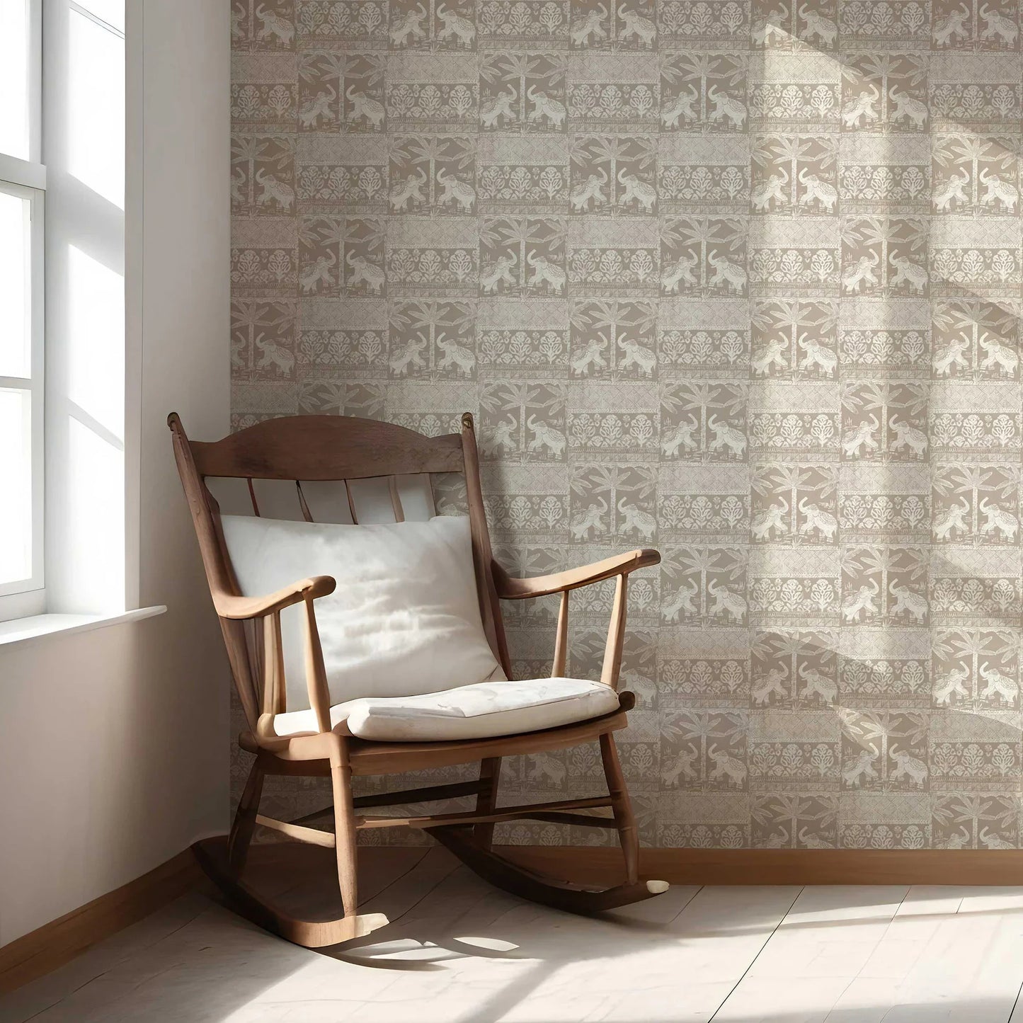 Elephant Grove Wallpaper - Clay Truffle