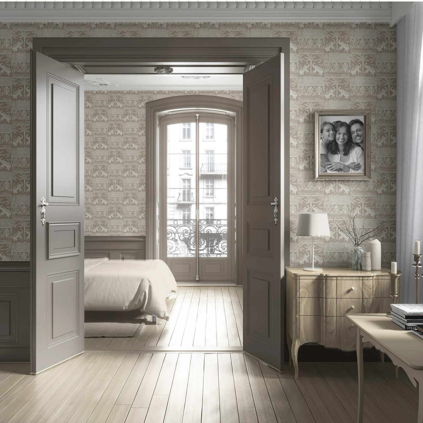 Elephant Grove Wallpaper - Clay Truffle