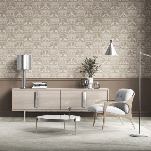 Elephant Grove Wallpaper - Clay Truffle