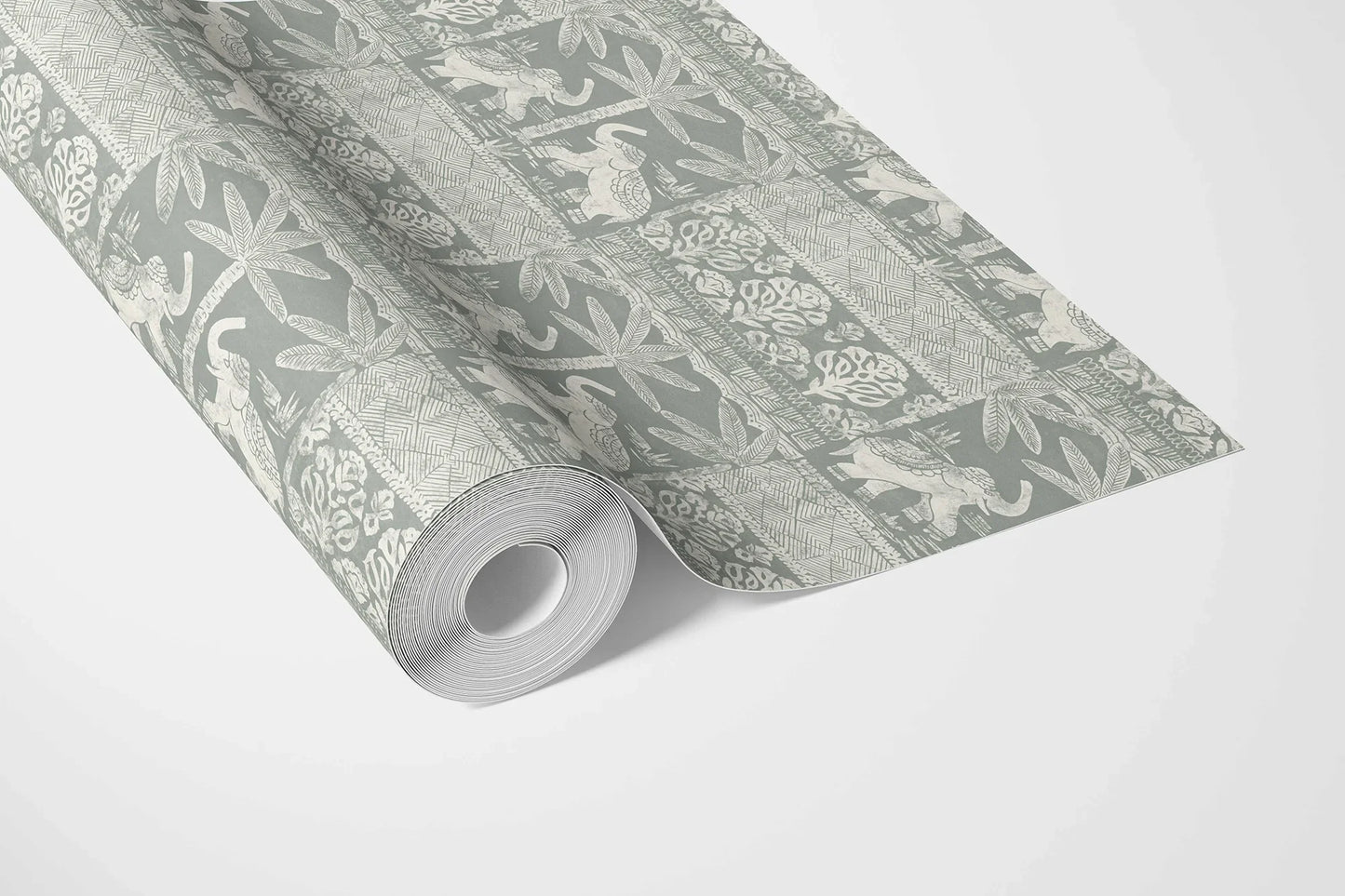 Elephant Grove Wallpaper - Sage Safari