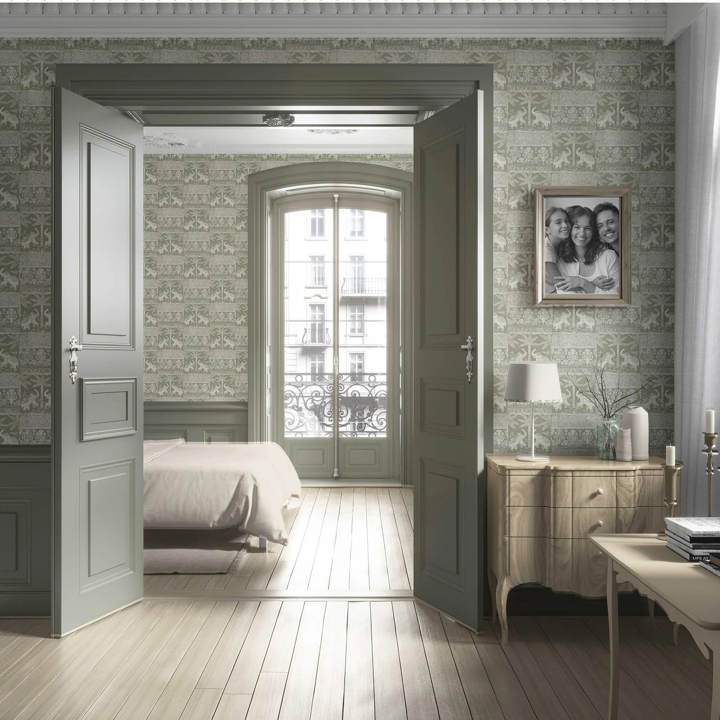 Elephant Grove Wallpaper - Olive Dust