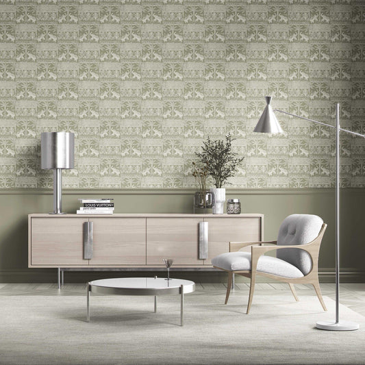 Elephant Grove Wallpaper - Olive Dust