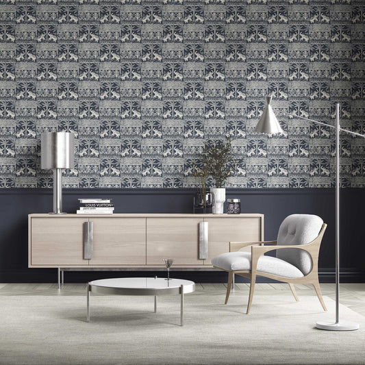 Elephant Grove Wallpaper - Indigo Canopy