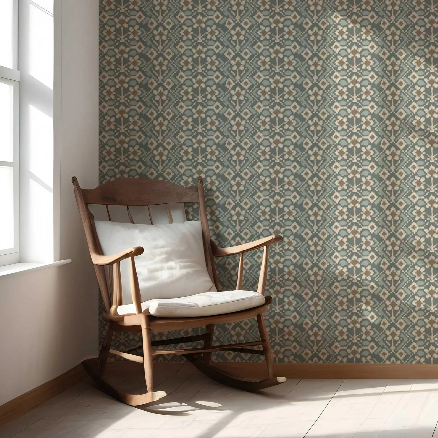 Ikat Bloom Wallpaper - Stone Glen
