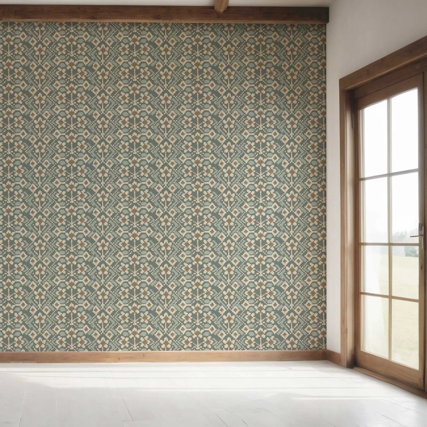 Ikat Bloom Wallpaper - Stone Glen