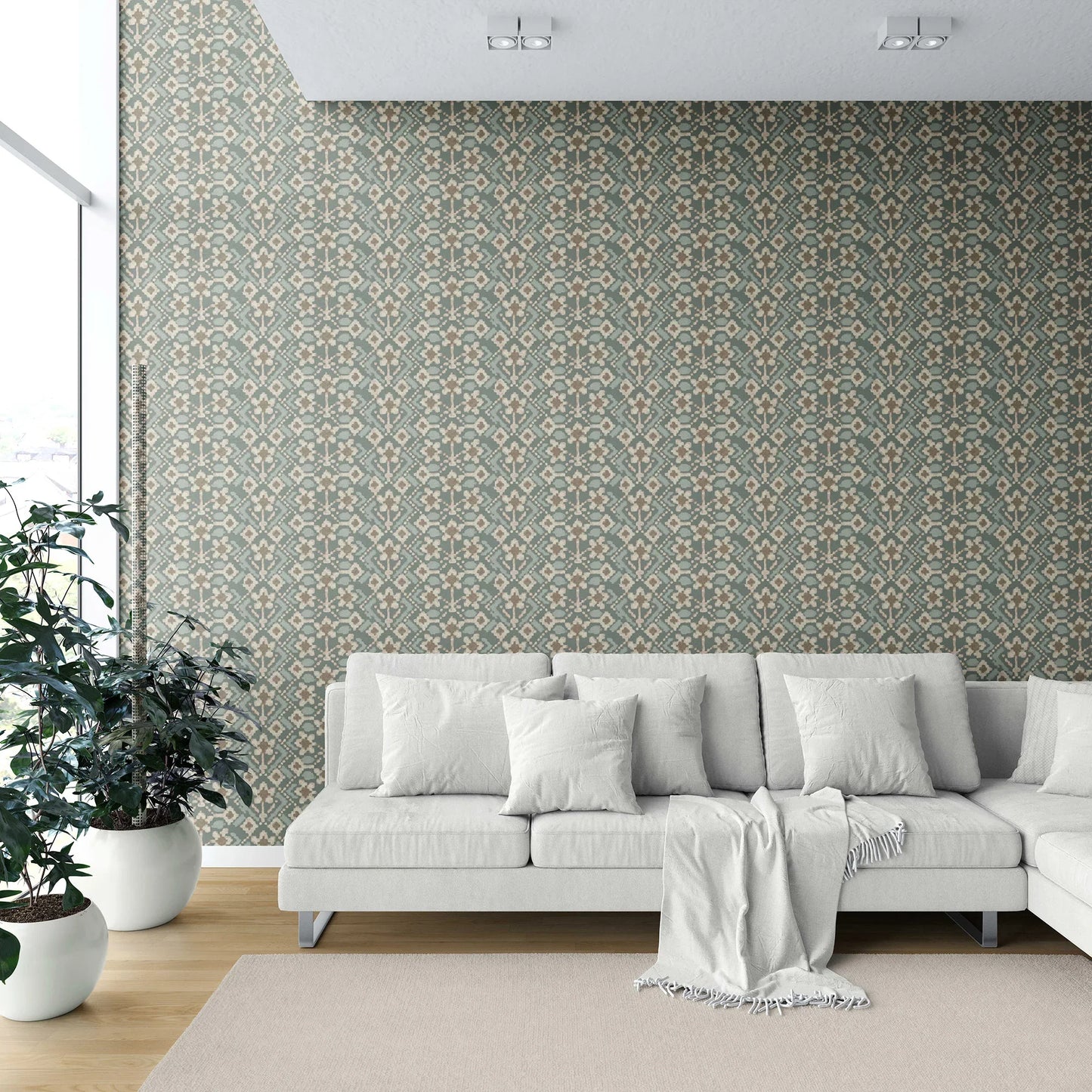 Ikat Bloom Wallpaper - Stone Glen