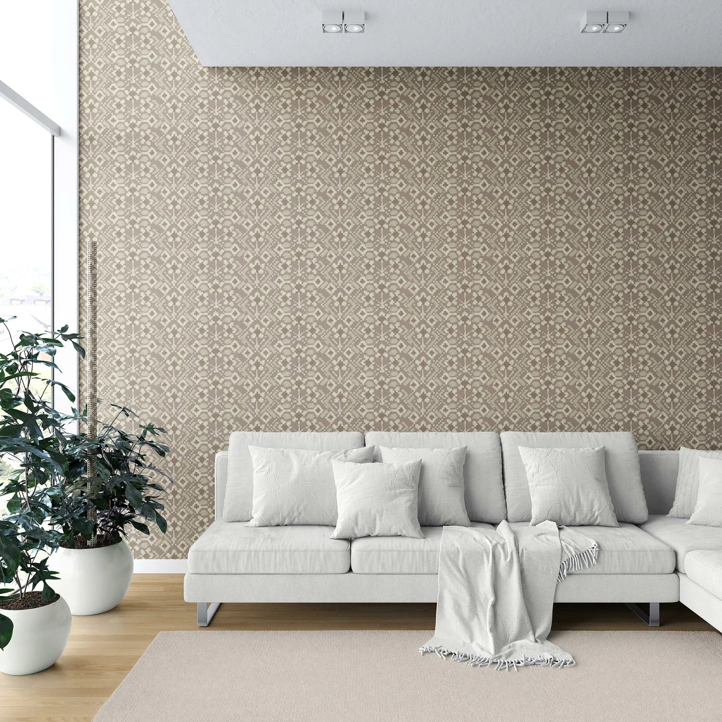 Ikat Bloom Wallpaper - Clay Dusk