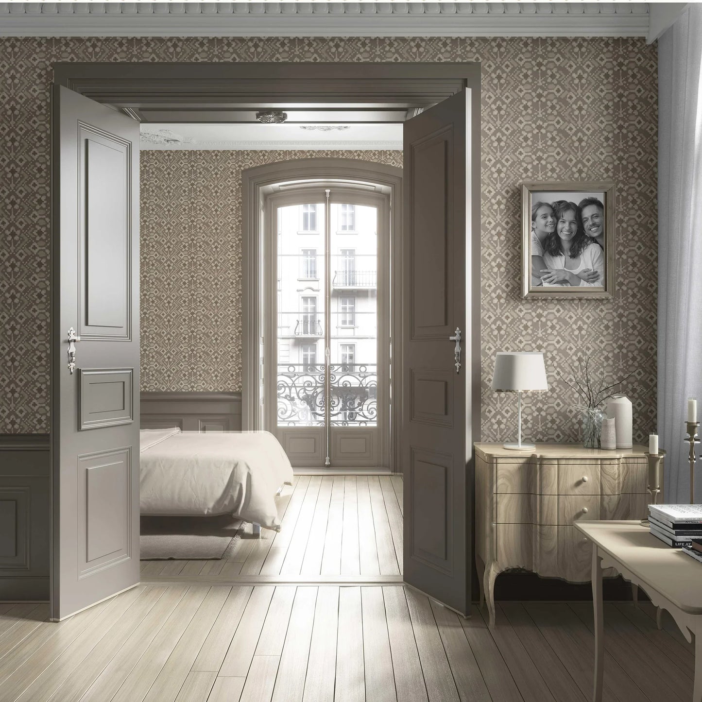 Ikat Bloom Wallpaper - Clay Dusk